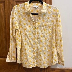 JJill Sunflower Yellow Embroidered Long Sleeve Blouse *Small, see measurements